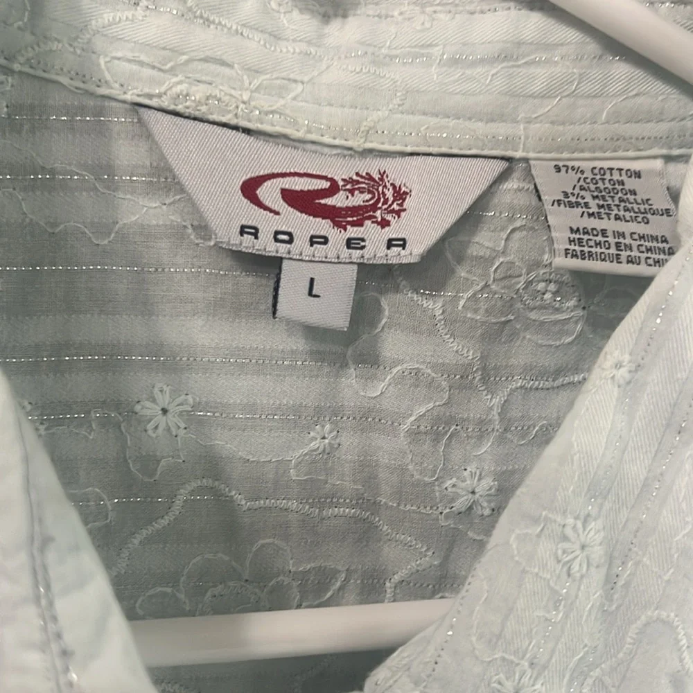 Roper White Button Down Shirt for Women - Picture 2 of 3